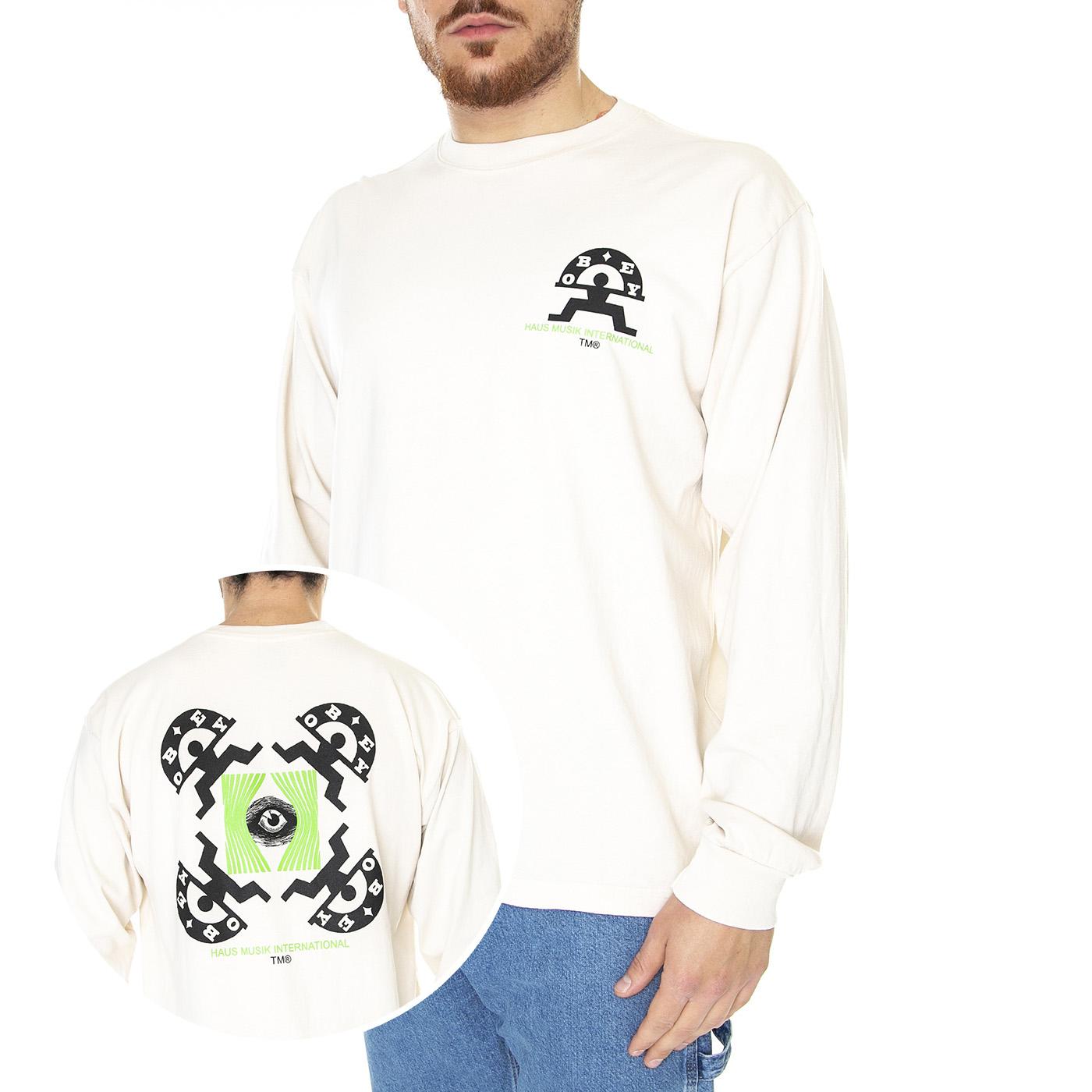 Obey Haus Musick Heavyweight Tee L/S Sago - Maglietta Maniche Lunghe Uomo Beige 167103422-SGO  OBEY 