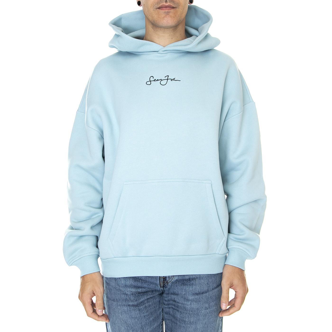 Script Logo Washed Out Legendary Hoodie 01 Light Blue - Felpa con Cappuccio Uomo Blu 6021063/222  SEAN JOHN 
