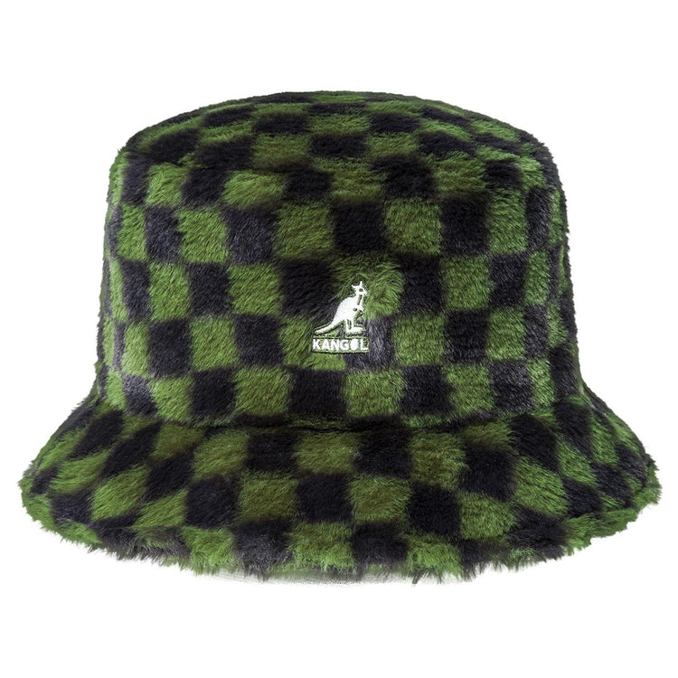 Faux Fur Bucket Olive Check - Cappello Multicolore K4370-OC301  KANGOL 