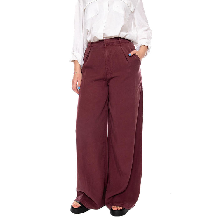 PANTALÓN WIDE LEG MARRÓN - Pantaloni Larghi Donna Marroni 61W/41233 BRW WILD PONY 