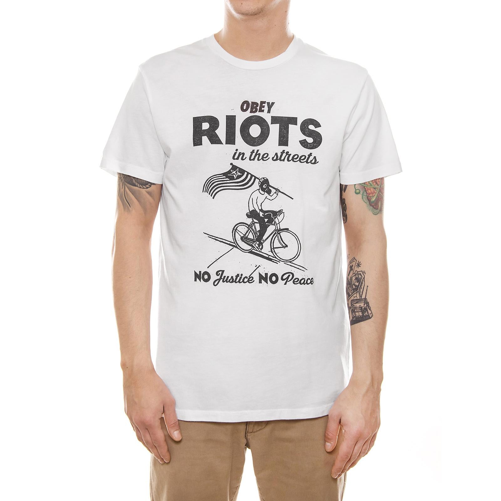 RIOTS IN THE STREETS SUPERIOR S/S TEE WHITE 166141399-WHT  OBEY 