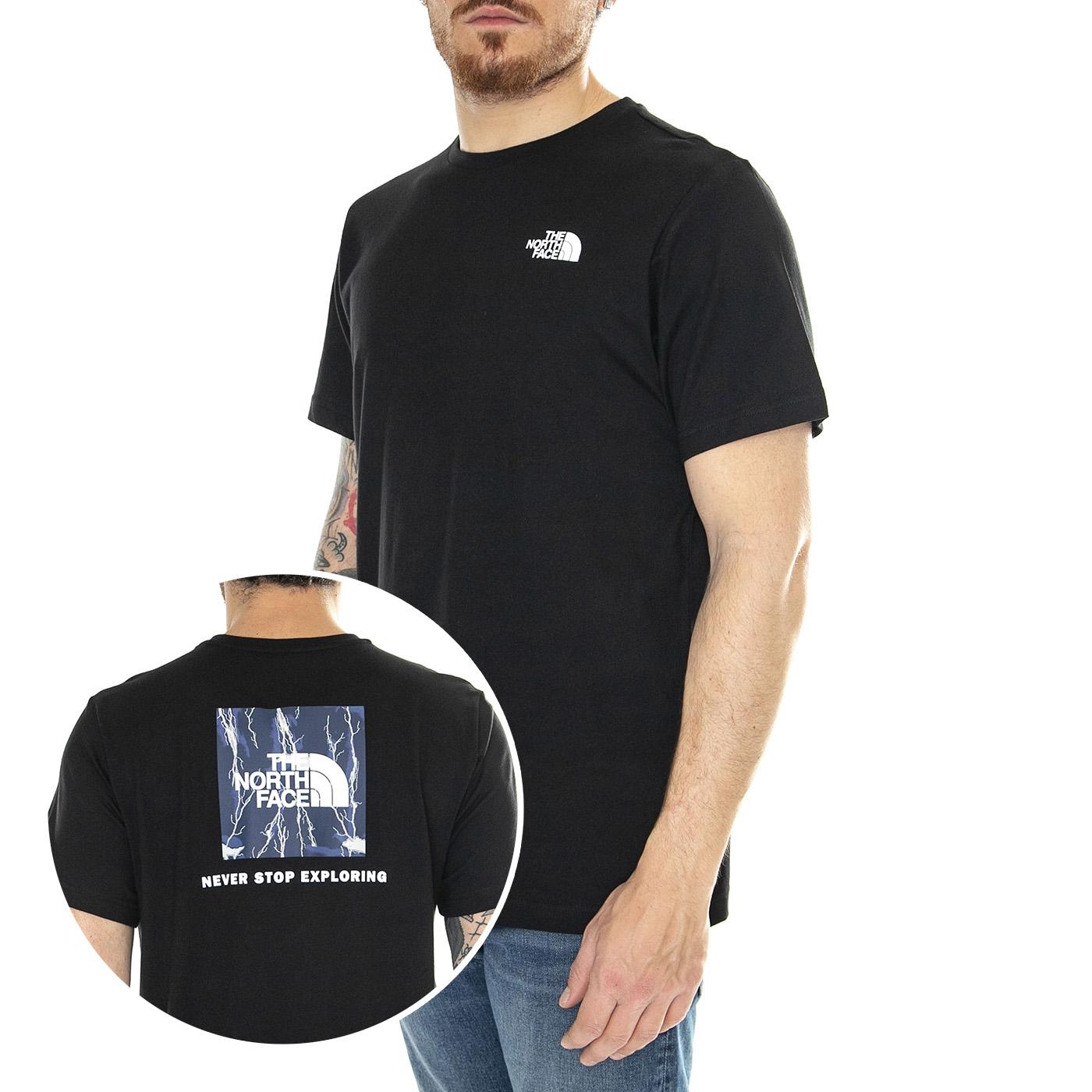 M S/S Redbox Tee Tnf Black / Summit Navy T - Maglietta Girocollo Uomo Nera NF0A87NPYGO1  THE NORTH FACE 
