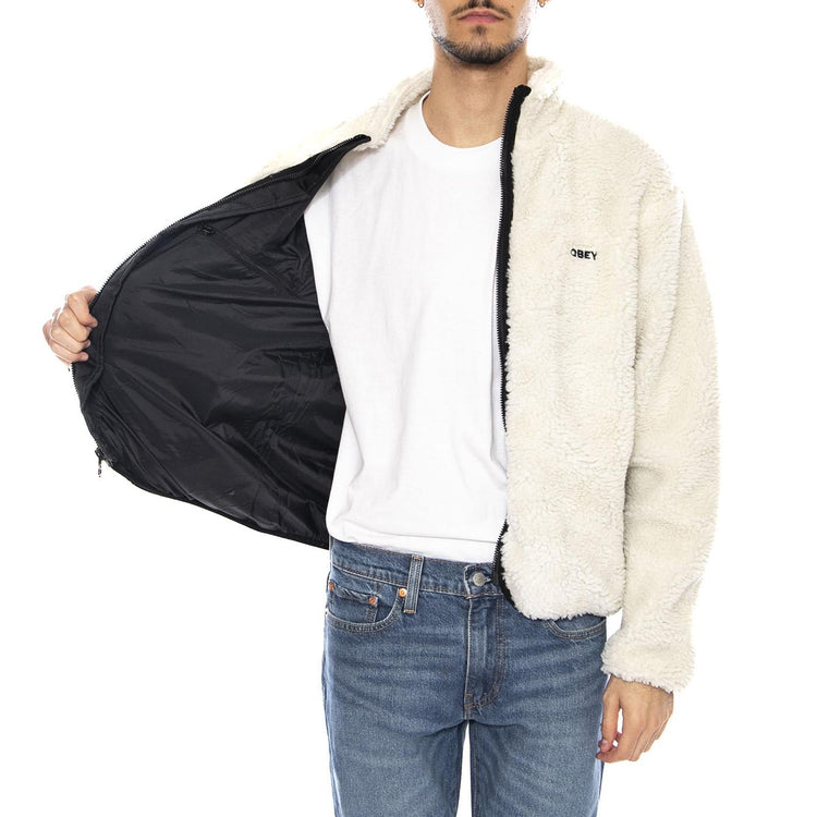 Icon Face Sherpa Jacket Unbleached -- Giacca Uomo Beige Naturale 121800564 UBL OBEY 