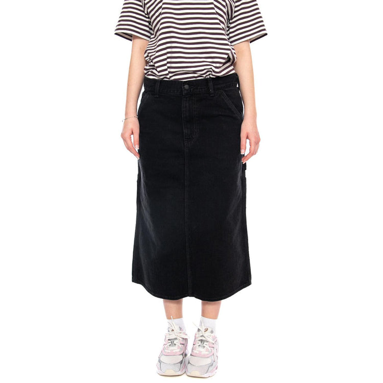 W' Single Knee Skirt Black - Gonna Denim Jeans Nera I034224 8906 CARHARTT WIP 