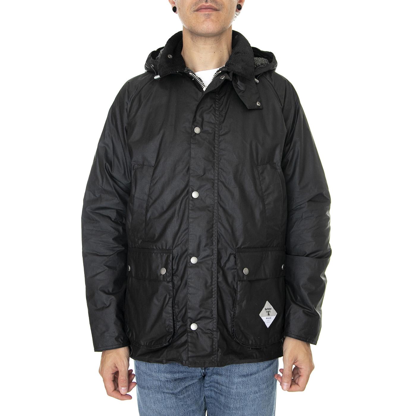 Beacon Fleece Lined Bedale Wax Black - Giacca Invernale Uomo Nera 222MMWX1830  BARBOUR 