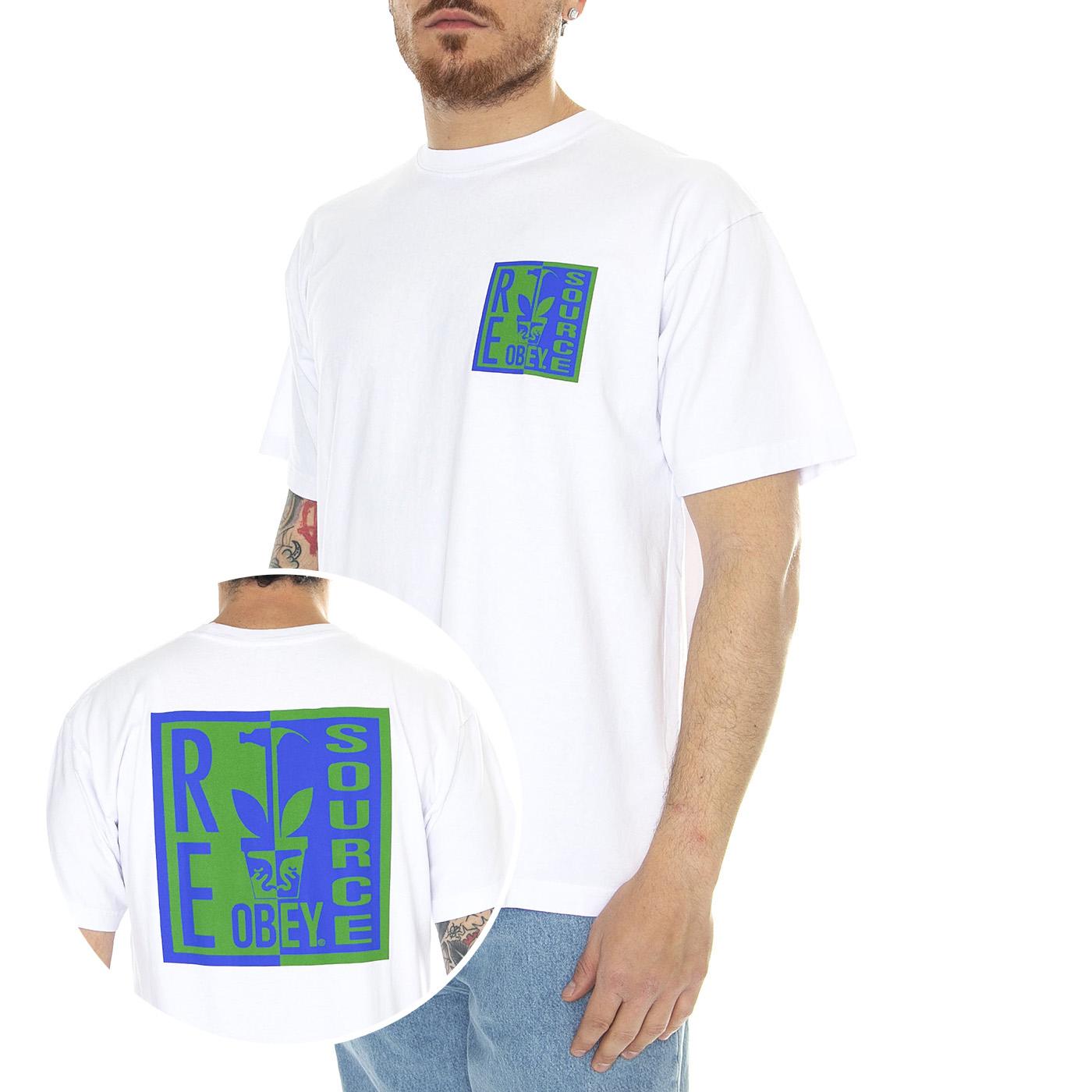Obey Re-Source Heavyweight Classic Box Tee White - Maglietta Girocollo Uomo Bianca 166913736-WHT  OBEY 