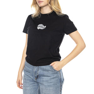 W' S/S PSSHH T-Shirt -- Maglietta Donna Nera / Blue Fog I035267-36A . CARHARTT WIP 