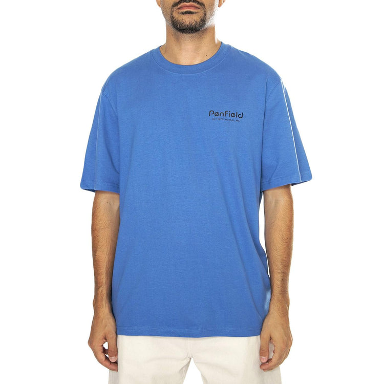 Hudson Script T-Shirt Bright Cobalt - Maglietta Girocollo Uomo Blu PFD0349-U74  PENFIELD 
