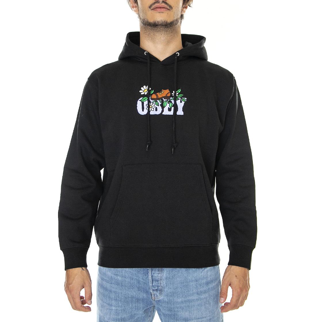 Obey Step Hood Specialty Fleece Black - Felpa con Cappuccio Uomo Nera 112470174-BLK  OBEY 