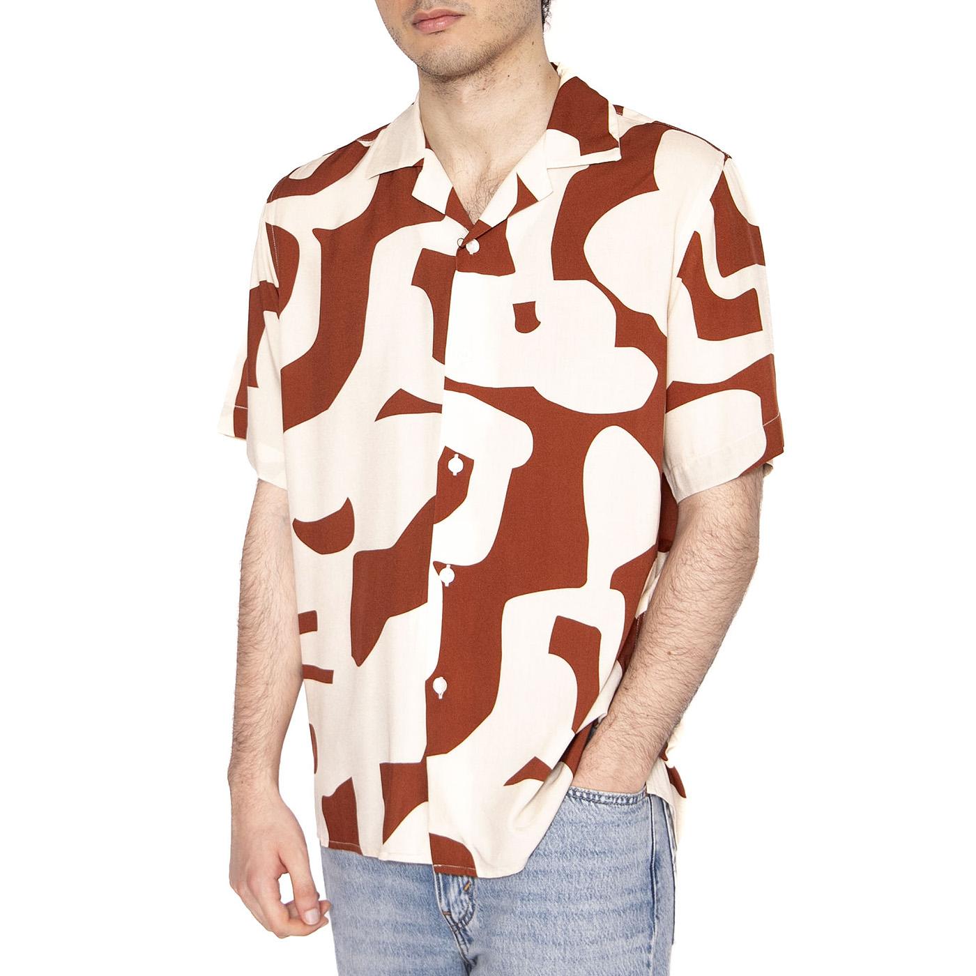 Russet Puzzlotec Viscose Shirt - Camicia Maniche Corte Uomo Multicolore 7005-46-7005-46  OAS 