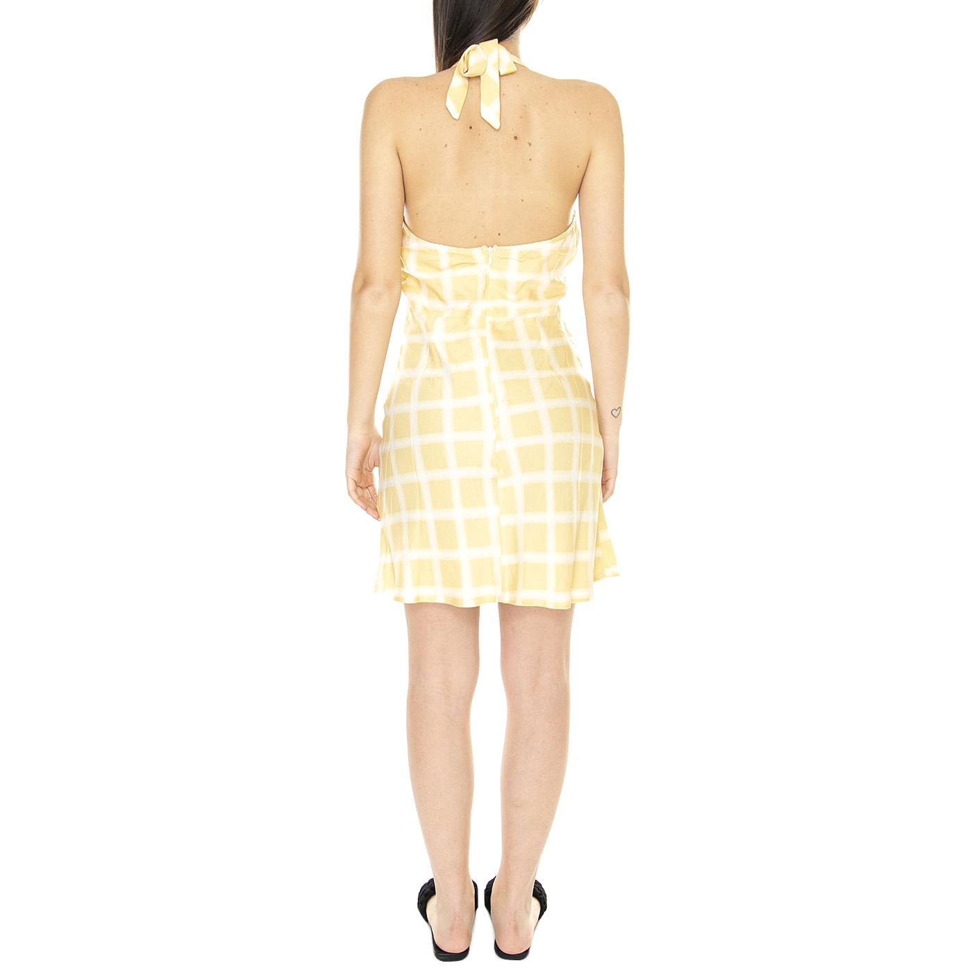 Vestido Corto Halter con Estampado de Cuadros - Abito Donna Giallo / Multicolore 31W/11253  WILD PONY 
