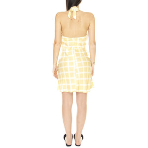 Vestido Corto Halter con Estampado de Cuadros - Abito Donna Giallo / Multicolore 31W/11253  WILD PONY 