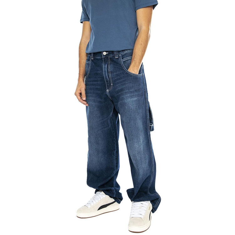 R-Blue-L Used Dark Blue - Pantaloni Denim Jeans Uomo Blu R-BLUE-660  BLUESKIN 