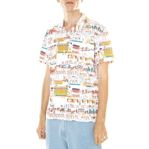 M' Heiro Woven S/S White / Multi - Camicia Maniche Corte Uomo Bianca / Multicolore 181210379-WTM  OBEY 