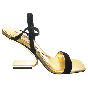 Geometric Black Suede Gold Kid Suede - Sandali Donna Oro JCSR526L-01A-BLA  JEFFREY CAMPBELL 