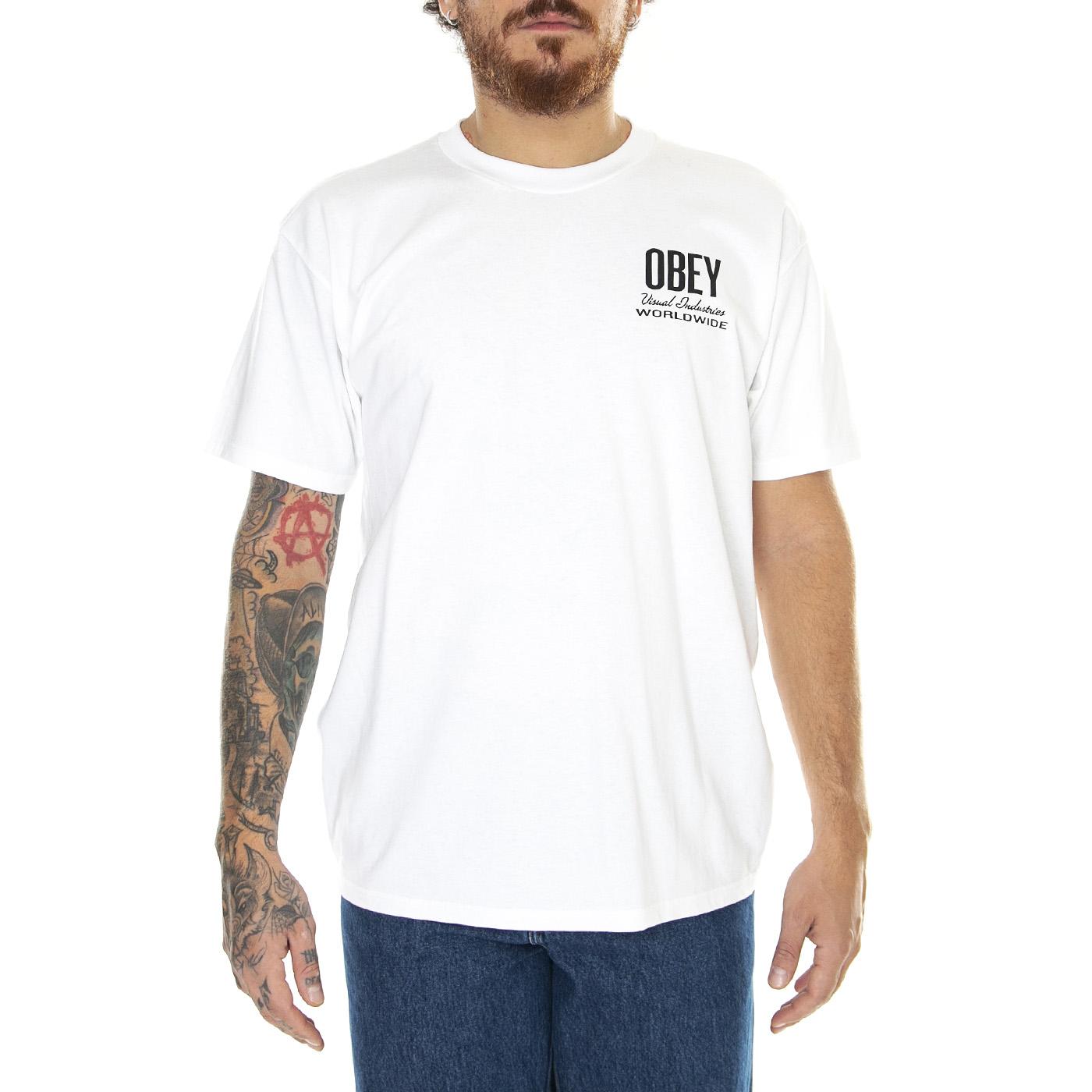 Obey Visual Ind. Worldwide Classic Tee White - Maglietta Girocollo Uomo Bianca 165263541-WHT  OBEY 