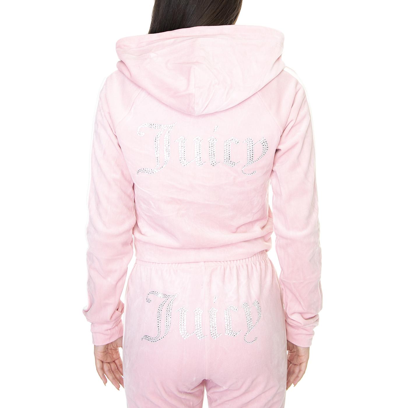 Contrast Madison Almond Blossom - Felpa con Cappuccio e Zip Donna Rosa JUCJCWA122075-ALM  JUICY COUTURE 