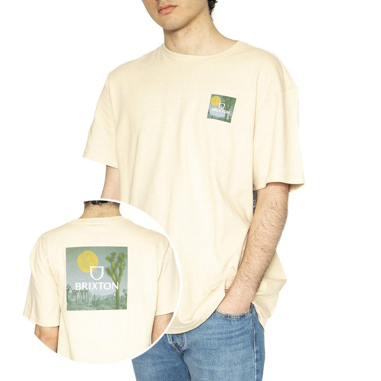 Alpha Square S/S STT - Maglietta Girocollo Uomo Beige 16428-CROWG  BRIXTON 