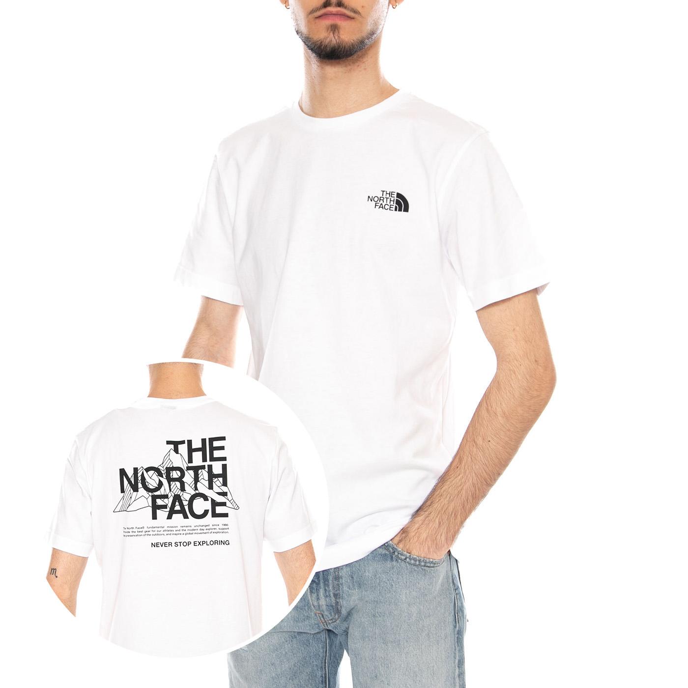 M Mountain Sketch SS Tee - Maglietta Girocollo Uomo Bianca NF0A8EE8 FN41 THE NORTH FACE 