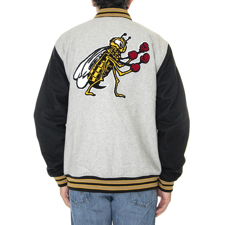 Checkerboard Research Varsity Jacket Chracoal Heather / Black - Giacca Invernale Uomo Grigia / Nera VN0A7S92CHD1  VANS 