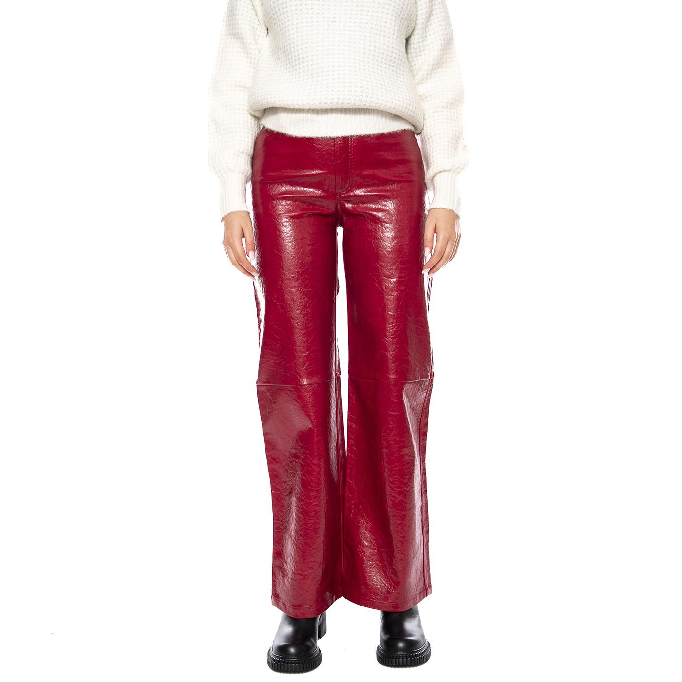 Pantalón Recto Cuero Sintético -- Pantaloni Donna Rossi 53W/11282 Rojo WILD PONY 