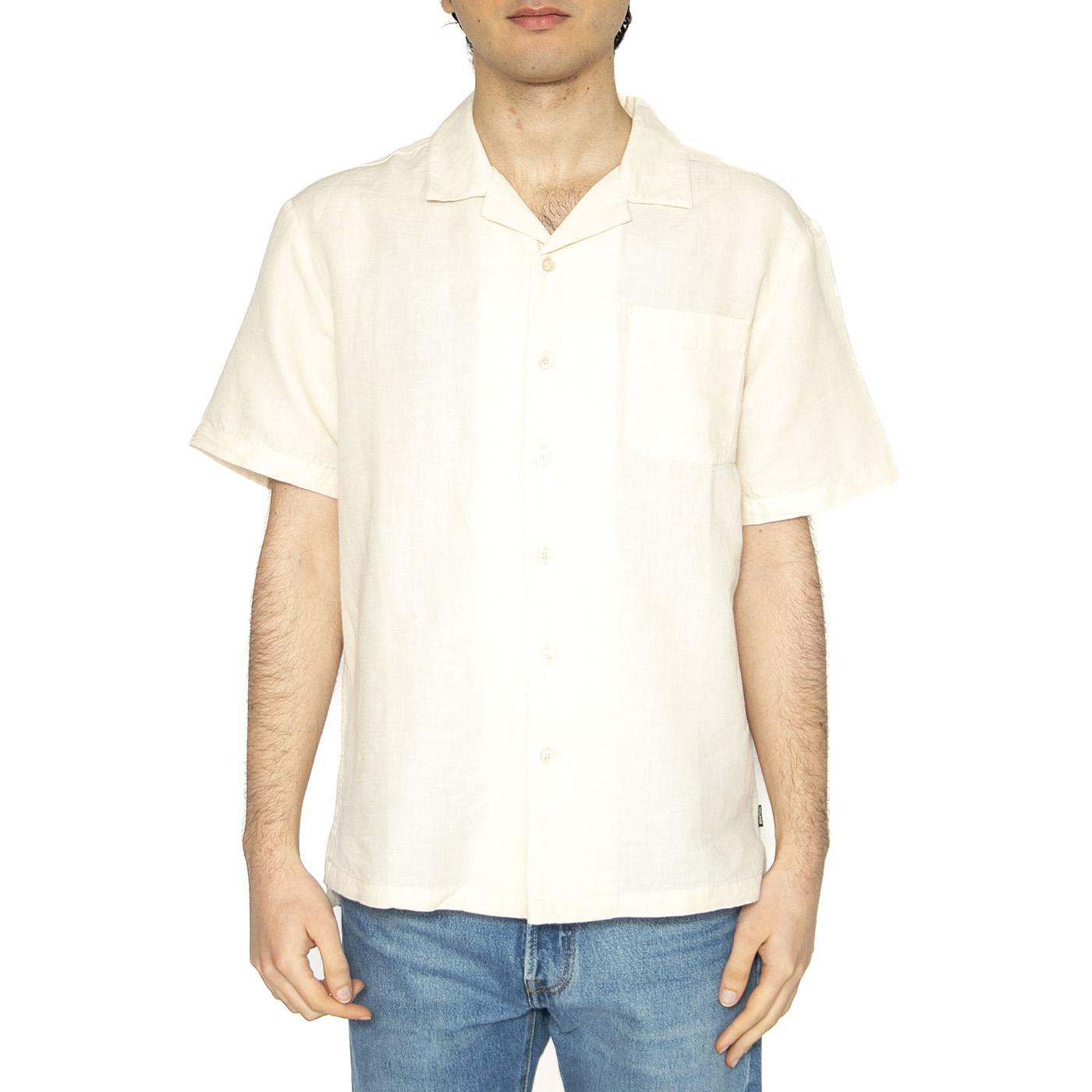 Bunker Linen Blend S/S - Camicia Maniche Corte Uomo Bianca 01410-WHTCP . BRIXTON 
