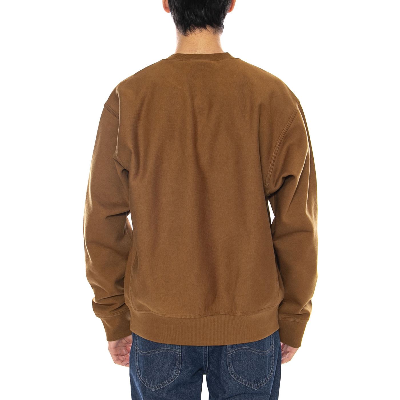 American Script Sweat Hamilton Brown - Felpa Girocollo Uomo Marrone I025475.HZXX  CARHARTT WIP 