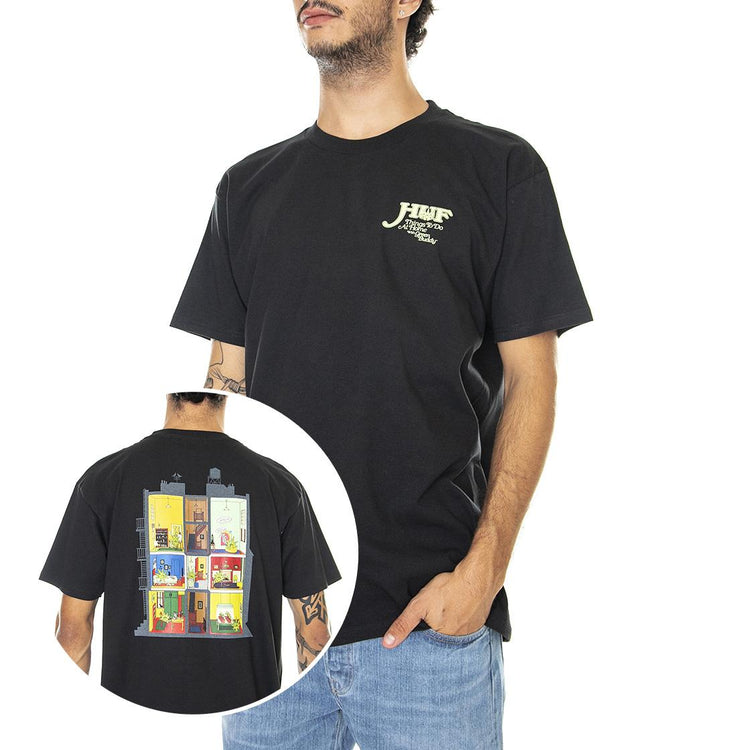 At Home S/S Tee Black - Maglietta Girocollo Uomo Nera TS01822-BLACK  HUF 