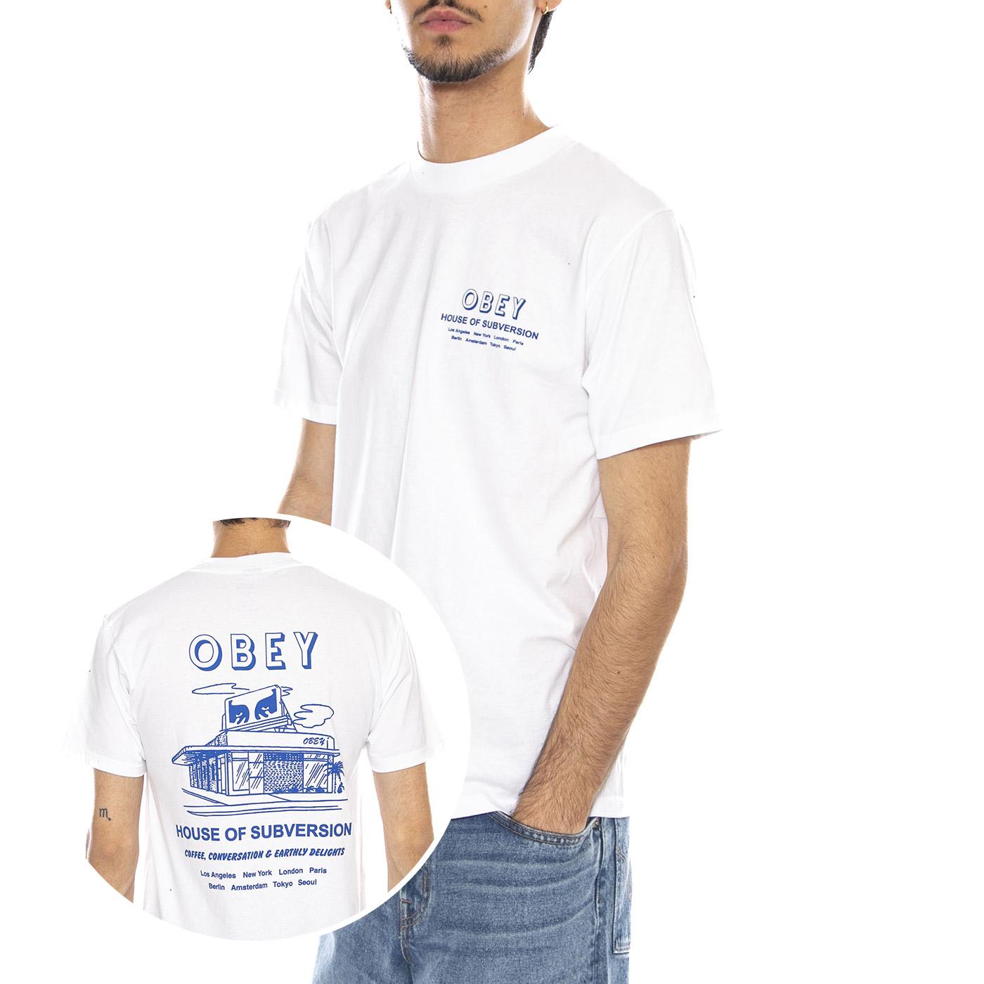 OBEY House Of Subversion White - Maglietta Girocollo Uomo Bianca 165264195 WHT OBEY 