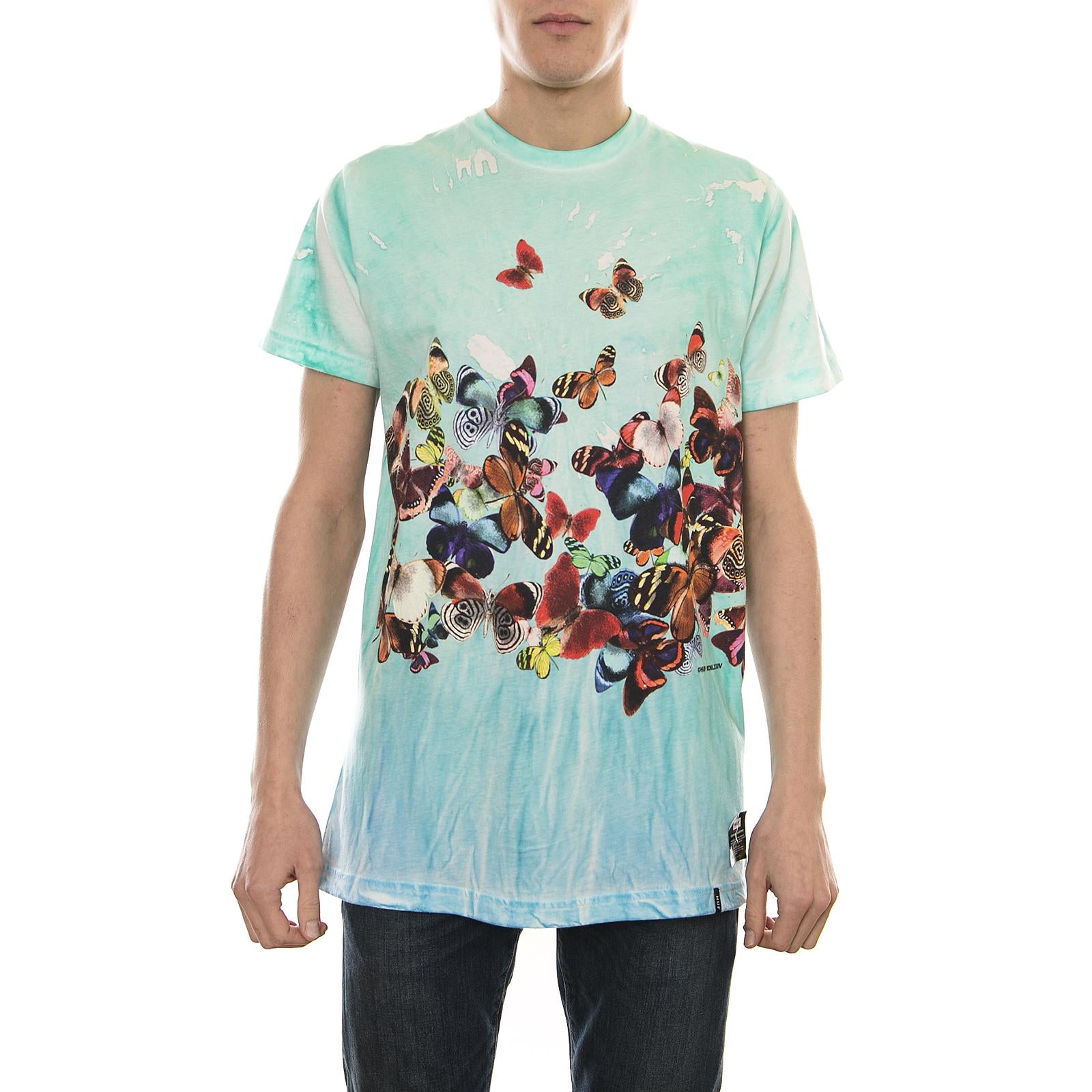 BUTTERFLY EFFECT TIEDYE TEE BLUE TS00306-BLUE  HUF 