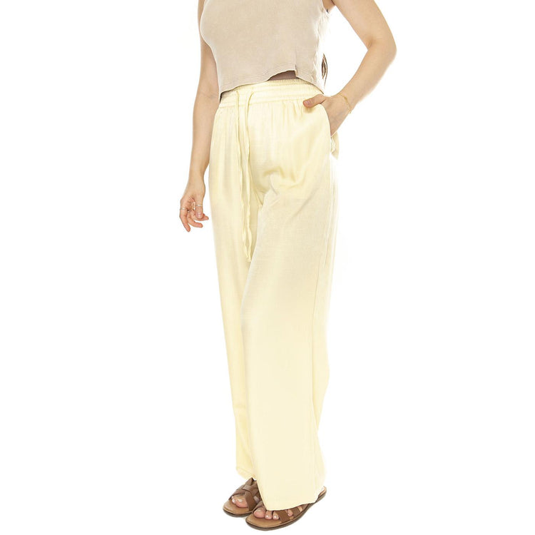 Pantalón fluido satinado amarillo Yellow Trousers - Pantaloni Donna Gialli 41W/11255  WILD PONY 
