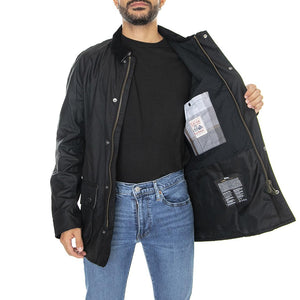 Bodey Wax Black Grey Stone Tartan - Giacca Invernale Uomo Nera 222MMWX1843-BK71  BARBOUR 