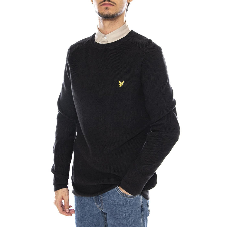 Engineered Rib Crew Neck Black Ice - Maglione Uomo Nero KN2303V-X002 . LYLE & SCOTT 