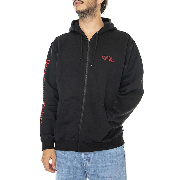 History Zip Hood Black - Felpa con Cappuccio e Zip Uomo Nera 22WISZ04-BLACK  IUTER 