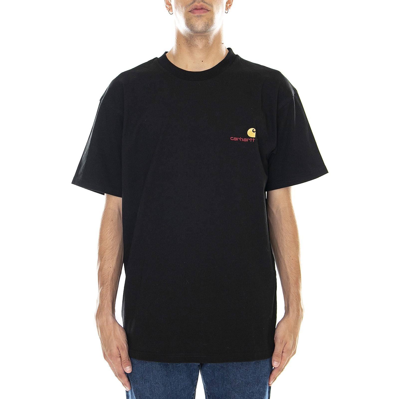 M' S/S American Script T-Shirt Black / Gold - Maglietta Girocollo Uomo Nera I029956.89.XX.03  CARHARTT WIP 