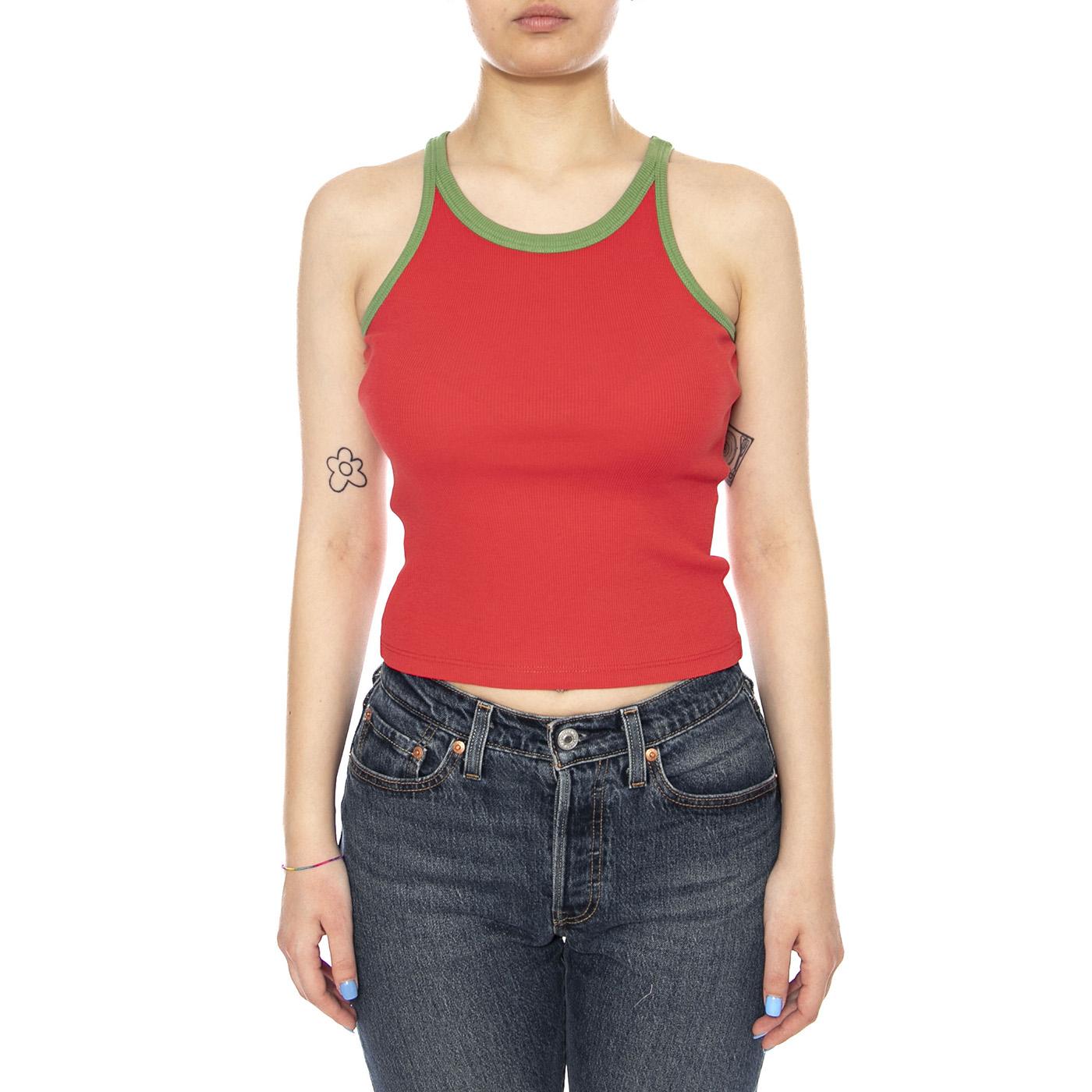 CLAVEL IVY CONTRAST HARRIET TOP - Canotta Donna Rossa WTP00259 RED THINKING MU 