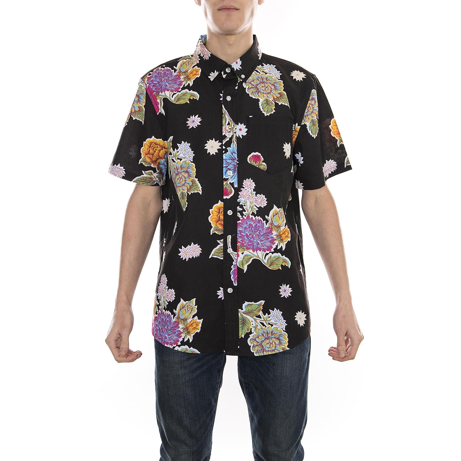 BOTANICA FLORAL S/S SHIRT BLACK BU00029-BLACK  HUF 