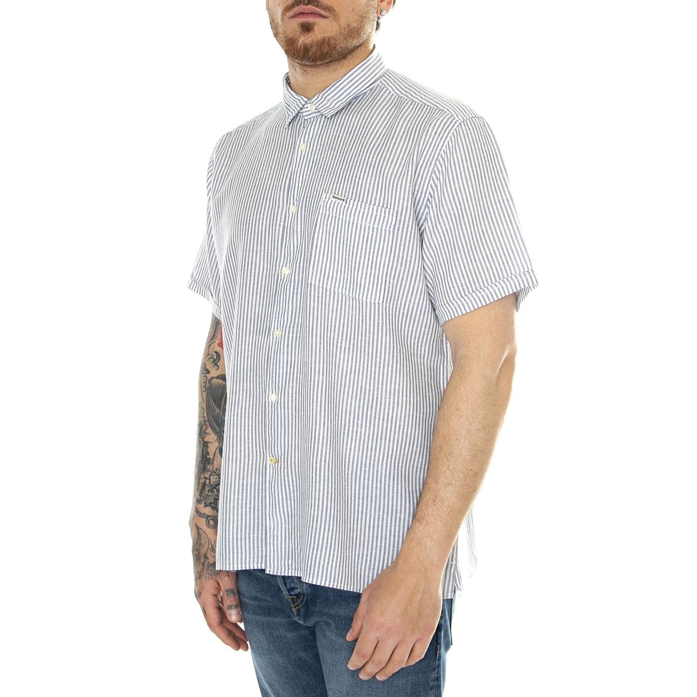 Deerpark Tailored Shirt Navy - Camicia Maniche Corte Uomo Blu SS24-MSH5282-NY911  BARBOUR 