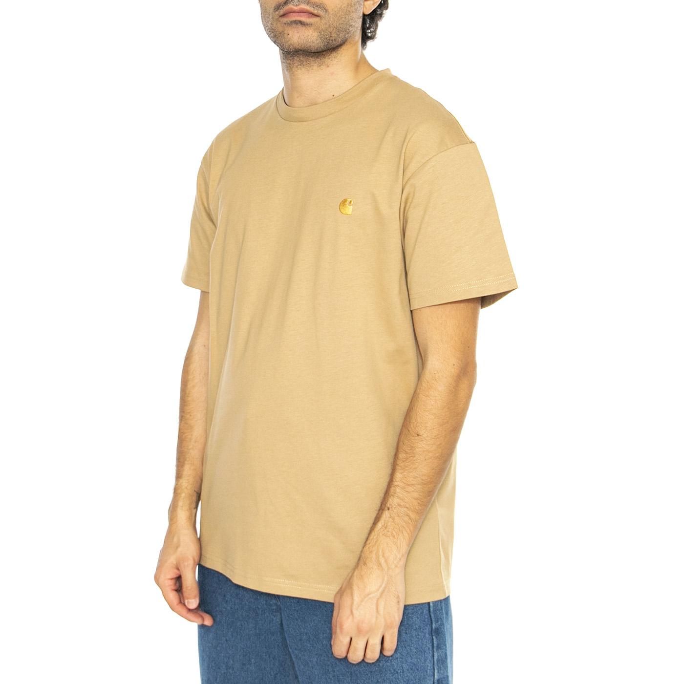 S/S Chase T-Shirt Dusty H Brown / Gold - Maglietta Girocollo Uomo Marrone I026391.2N1XX  CARHARTT WIP 