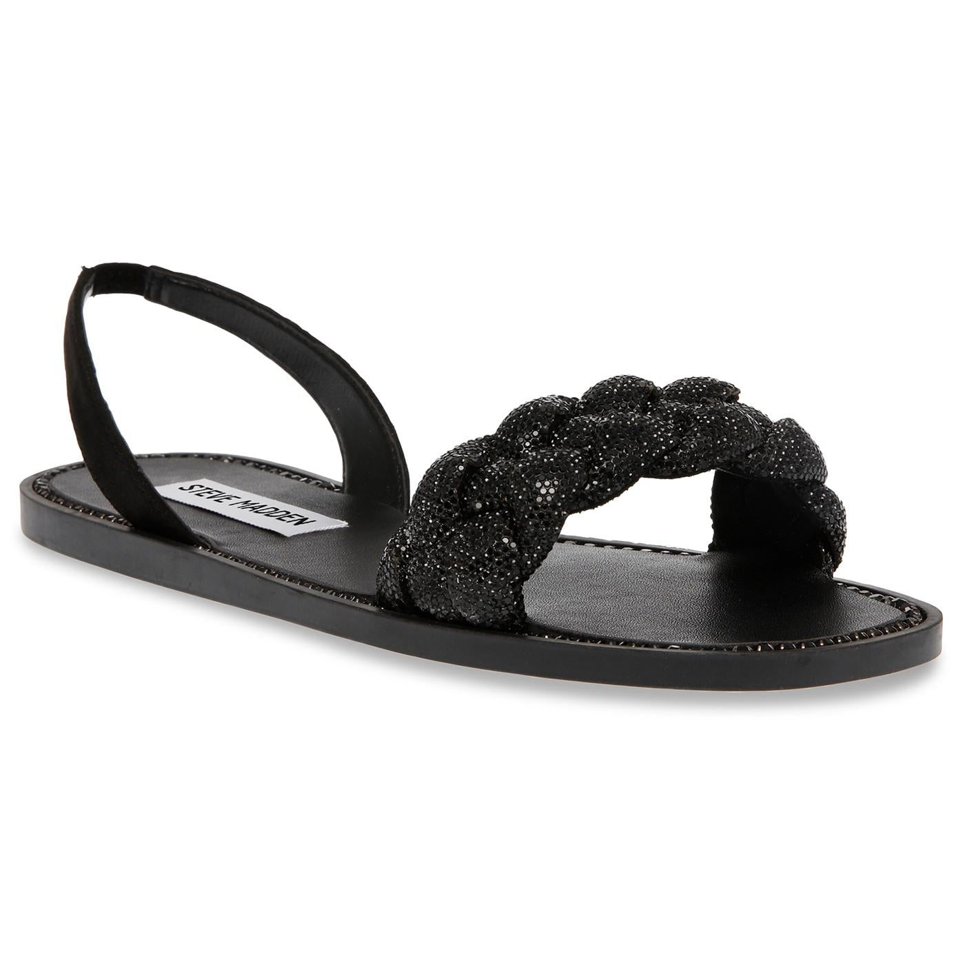 Noles Black Crystal Metallic Fabric w/Matchin - Sandali Donna Neri SMSNOLES-BLK  STEVE MADDEN 