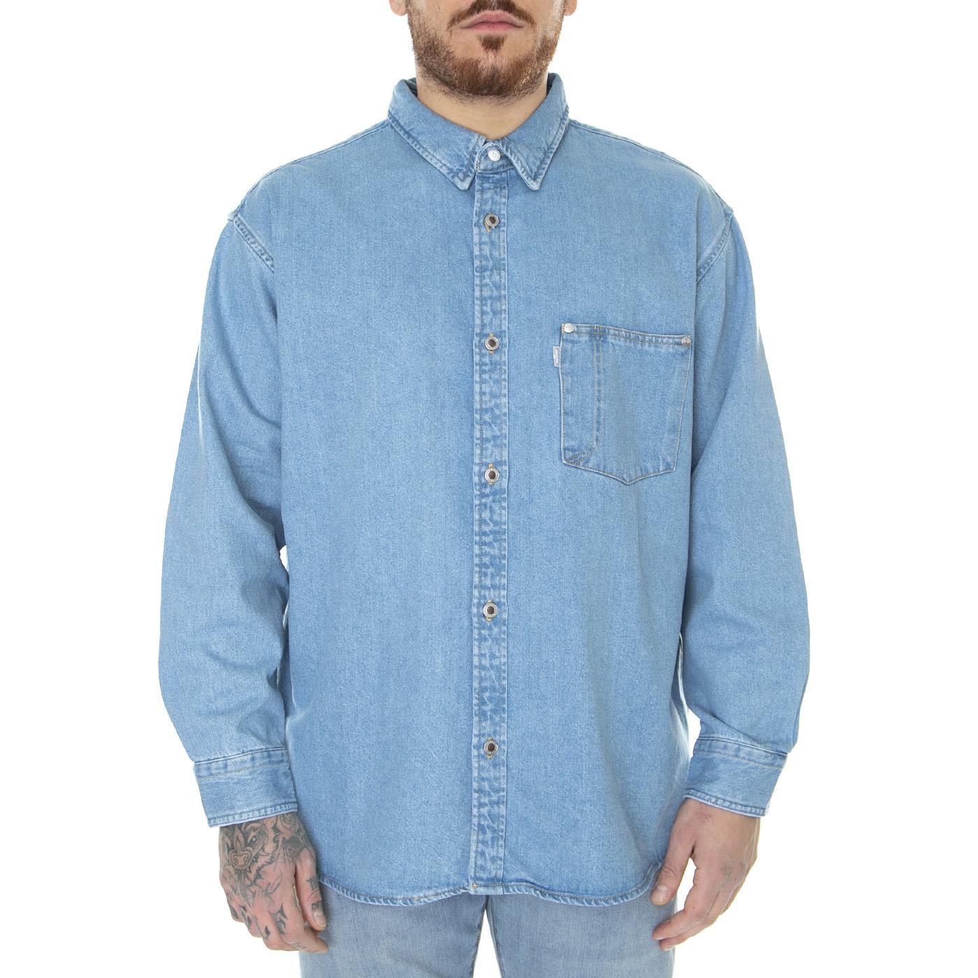 Silvertab Oversize Z2105 Light Indigo Worn In - Camicia Denim Jeans Uomo Blu A3404-0002  LEVIS 