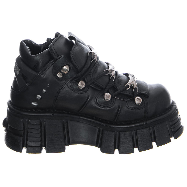 Itali106-C66 Shoes - Black - Scarpe Stringate Profilo Basso Donna Nere NRSM-106-C66  NEW ROCK 