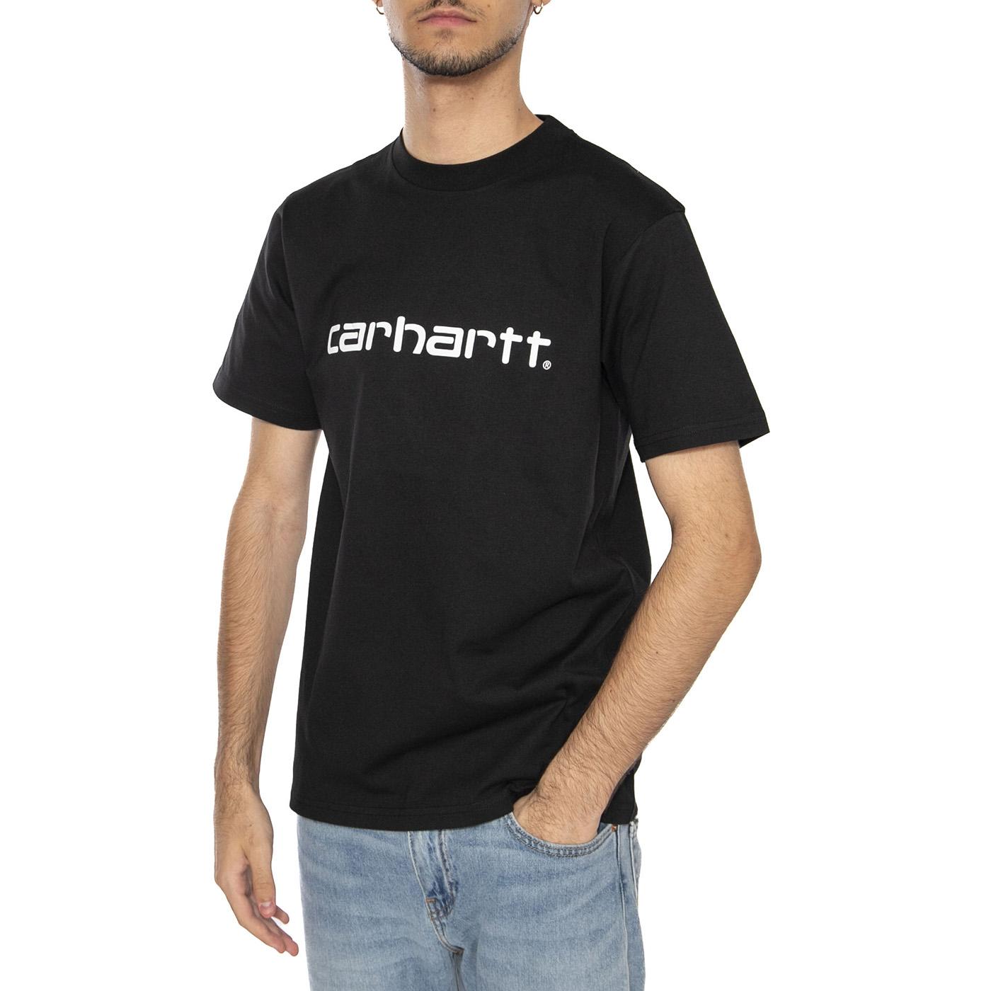 S/S Script T-Shirt Black / White - Maglietta Girocollo Uomo Nera I035700.0D2XX  CARHARTT WIP 