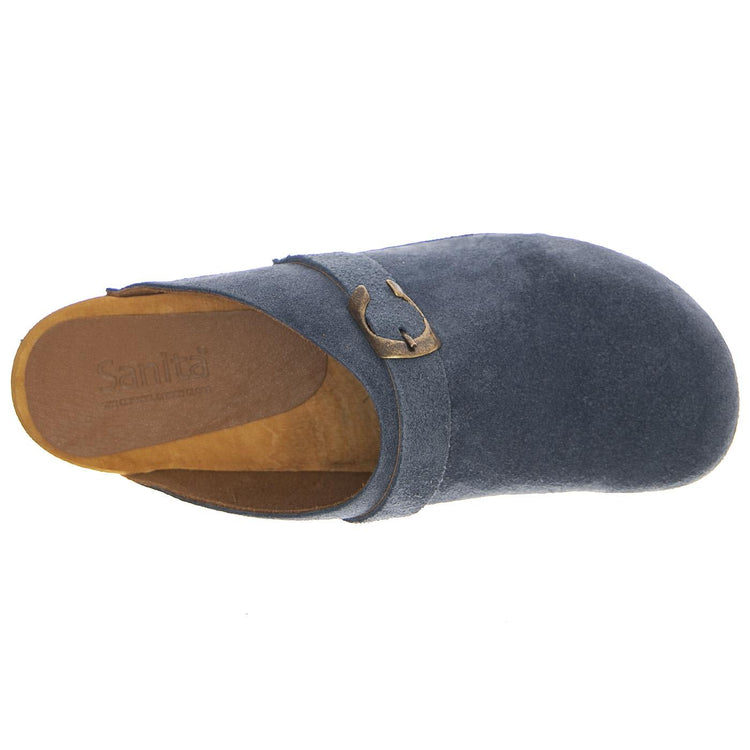W' Wood-Hedi Open Dove Blue - Sandali in Pelle Donna Blu 457190-92  SANITA 