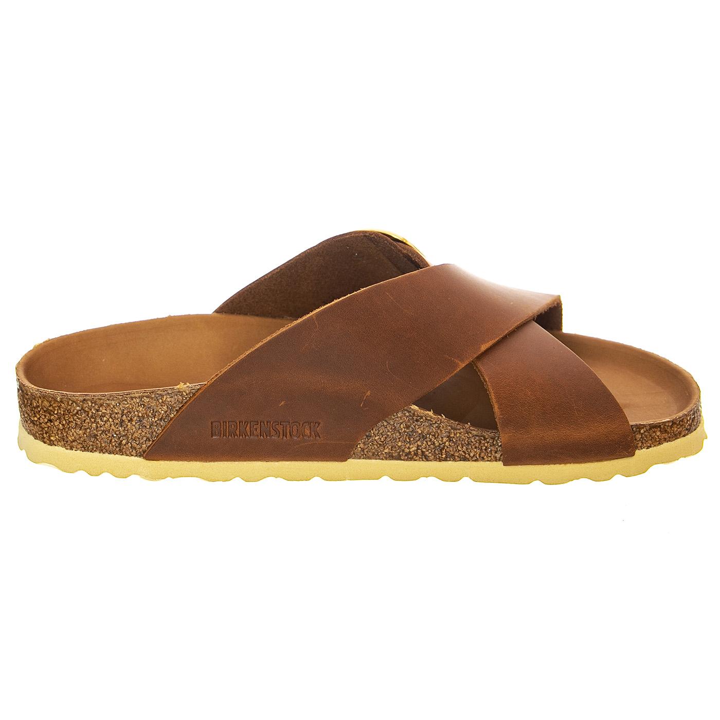 Siena Big Buckle Cognac Oiled Leather - Sandal Donna Marroni 1020165  BIRKENSTOCK 