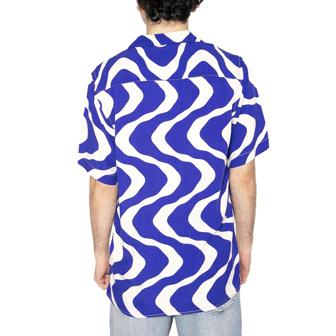 Blue Rippling Viscose Shirt - Camicia Maniche Corte Uomo Multicolore 7005-50-7005-50  OAS 