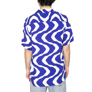 Blue Rippling Viscose Shirt - Camicia Maniche Corte Uomo Multicolore 7005-50-7005-50  OAS 