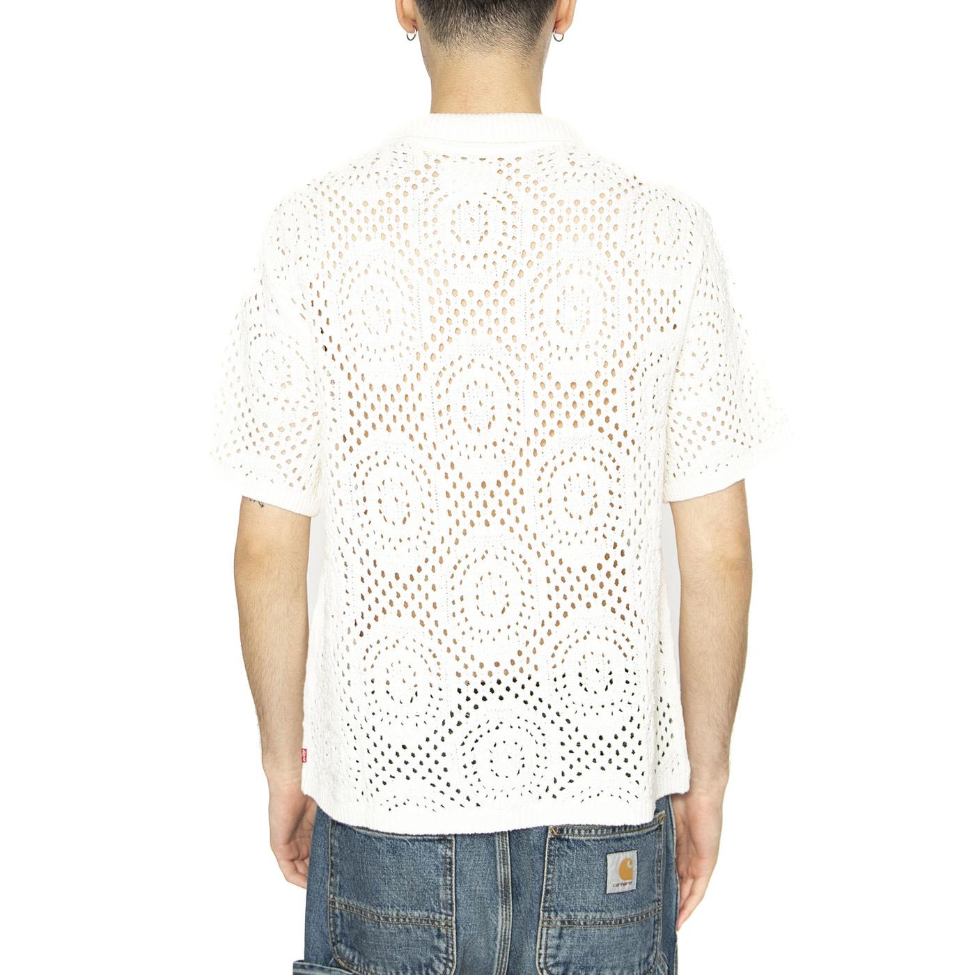 Sweater Camp Shirt Pointelle Crochjet Egret - Camicia Maniche Corte Uomo Bianca 0013G-0000 . LEVIS 