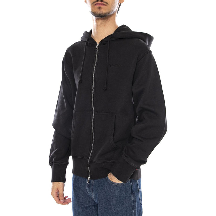 Authentic Full Zip Black Agate Garment D Black - Felpa con Cappuccio e Zip Uomo Nera A9265-0000  LEVIS 