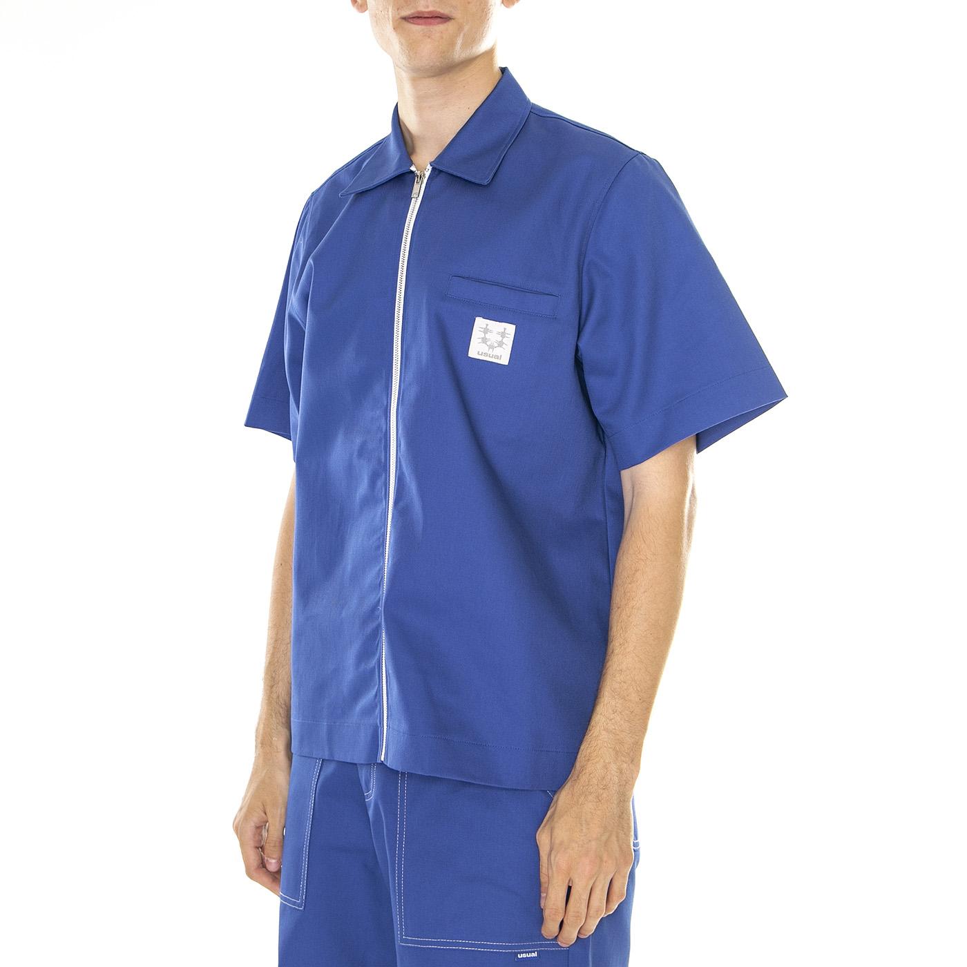 M' Buffer Short Royale Blue - Camicia Maniche Corte Uomo Blu S23SPDOTS-BLUE  USUAL 